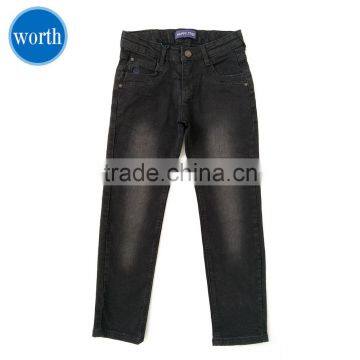 High Waist Jeans Pants Black Denim Kids Jeans With Neat Embroidery