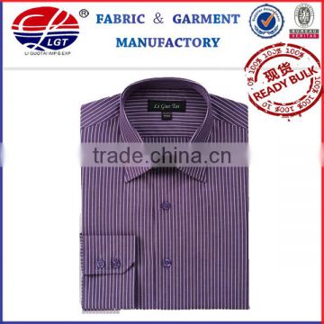 men's classic collar business dress shirt(100%cotton,50*50,140*86 yarn dyed mercerized luxury stripe)