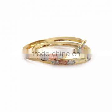 Fashionable tri color gold plated bangles hoop earring