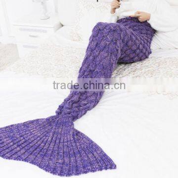 2017 blanket factory China wholesale knitted fish scale mermaid blankets