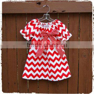 Christmas Clothes Baby Girl Frock Red And White Chevron Dress photo-4