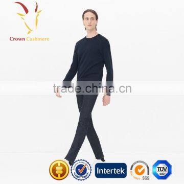 Navy Blue Men Cashmere Wool Pullover Sweater photo-2