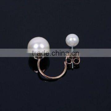Elegant Lady Pearl Bead Gold Plated Ear Piercing Pin Earrings photo-3