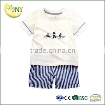 Baby short sleeve 100% cotton clothes soft onesie infant baby boy clothing set manufacture