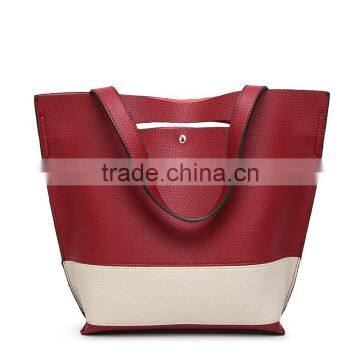 China Designer Women Leather Handbag Contrast Shoulder Bag Fashion Style Top-Handle Female Casual Totes Bags photo-4