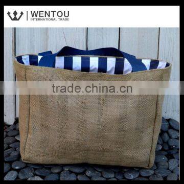 Eco-Friendly Nautical Anchor Market Burlap Tote Bag photo-2