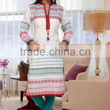 White & Green Latest Kurti Designs for Girls for Stitching 2014 photo-5