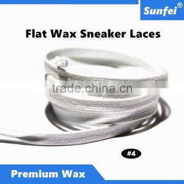 Attractive Heavy-Duty Waxed 7mm width Flat White Laces for Trekking Walking Hiking Work Cross-Country Shoes - All Size