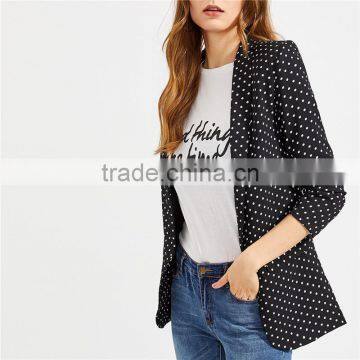 2018 Fall and Winter Newest Style Fitted Polka Dot Open Front Blazer photo-3