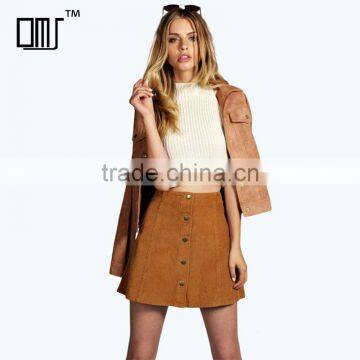 A line button up corduroy short mini skater skirts for women