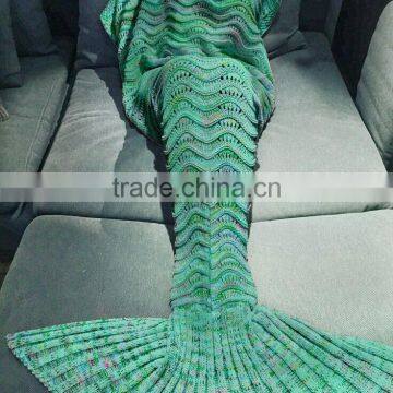 Bedroom Decor Crochet Knit Colors Fish Design Super Softextile Blanket Cozy Mermaid Tail Blanket With Sleeves photo-5