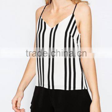 2016 Guangzhou Shandao Manufacturer Hot Selling Women Summer Casual Sexy Spaghetti Strap Striped Chiffon New Fashion Girls Tops photo-4