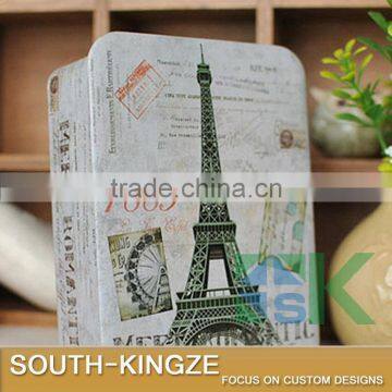 London Colorful Printing Post Card Storage Square Cubid Shape Iron Box photo-3