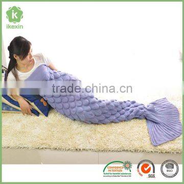 Purple Scales Arcylic Knitted Mermaid Tail Blanket