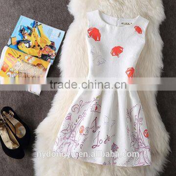 umbrella butterfly women printed A line dress/sym rose multi design sleeveless A line dress skirt