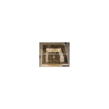 Emperador Dark and Travertine Vanity Sink (Marble Sink,Washbasin)