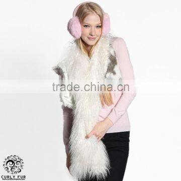 SJ684-01 Classic Lamb Scarf Boa, Snow White Lovely Young Lady Clothing Neckwear