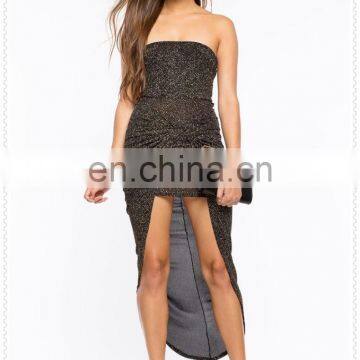 Fashion Party Strapless Hem Shine Bright Sex Girl Sparkle Dress Low Price OEM Service photo-2