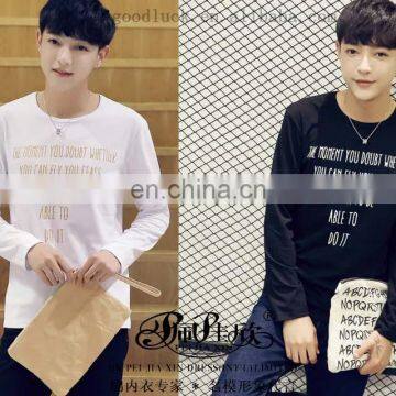 Peijiaxin Fashion Design Casual Style Letter Pattern Wholesale Custom Printed Plain Long Sleeve Tshirts