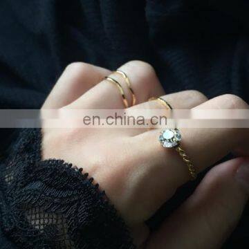 4PCS/Set Gold Plated Minimalist Pearl Diamond Mix Design For Women Knuckle Ring Set photo-2