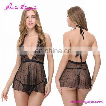 Fast Shipping Girls Black Slips Nightdress Mini Babydoll Sexy Lingerie