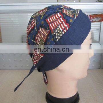 Custom made full mold flag pirate hat cotton reactive printing head scarf fashionable bandana cap made in China