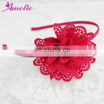 AH829 Hot Red Cotton Metal Handmade Baby Headbands