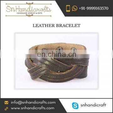 Hand-Made Wide Leather Bracelet for Men at Amazing Value from Wonderful Supplier