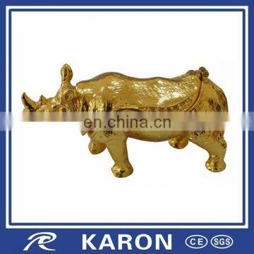 rhinoceros shape gold plated wholesale box for jewelry