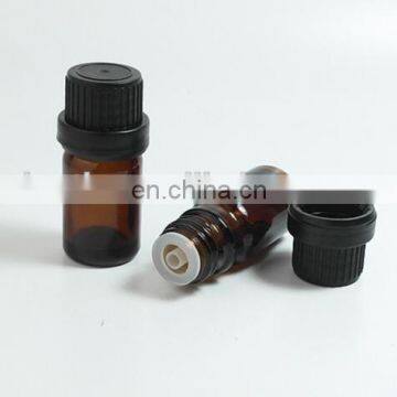 5ml Amber Glass essential oil Bottles with counter drop oil dropper and black big-head cap