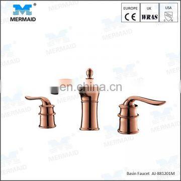 High-end Rose Gold Bathroom basin sink faucet vanity basin 3 hole deck mounted vessel sink taps