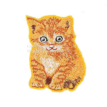 Yellow Cat Fabric Embroidery Patches Custom