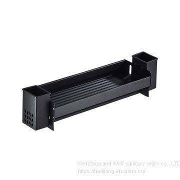 Kitchen shelf wall hanging aluminum seasoning material storage shelf black