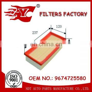 car air filter used for peugeot 208 , OEM NO.9674725580