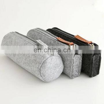 Factory wholesale school office grey Felt pen bag with zipper top