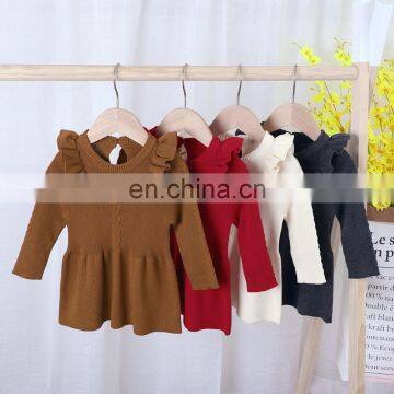 Winter Baby Girl Knitted Dress Warm Autumn Toddler Girls Ruffled Sleeve Sweater Dress Clothing Outfits Christmas Dresses