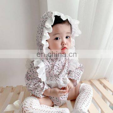 Infant and Young Girl Korean Version of Small Baby Floral Lotus Leaf Princess Wind Bag Fart Clothes Newborn Triangle Climbing