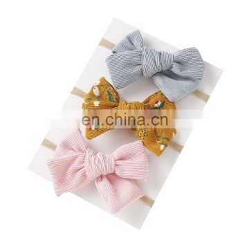 3pcs/set Baby Headband Girls Hair Accessories Nylon Headband Print Turban Bow Elastic Hairband Baby Princess Christmas Day Gifts