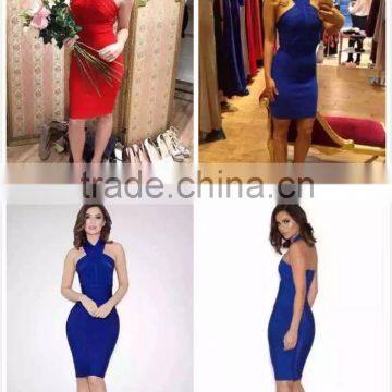 2016 Sexy Lady Fashion Halter Backless Bodycon Bandage Dress