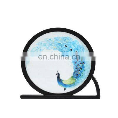 Chinese Round Screen Silk Embroidered Painting Gift Furnishing Ornaments Craft for Home decoration