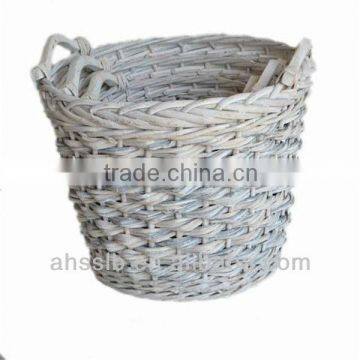 2013 new classic gray willow wicker storage laundry basket