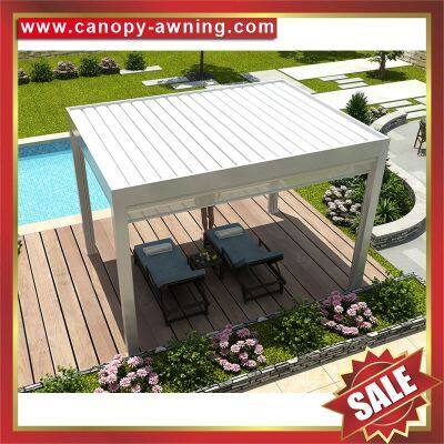 outdoor Aluminum alu aluminium Louver canopy Awning Motorized louvered shutter Opening Roof Pergola pavilion gazebo shelter