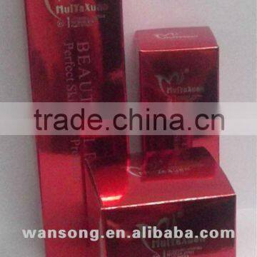 350g gloss red special paper box for cosmetic packaging bottle with high quality printing