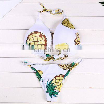 ladies bikini multi-rope hollow swimsuit pineapple printing bikini swimwear Thong