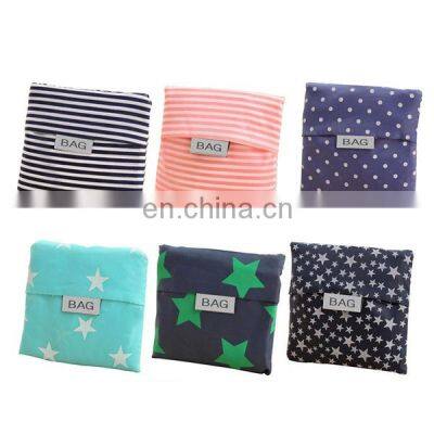 Stripe Foldable Green Shopping Bag Large Nylon Bags Thick Bag Foldable Waterproof Shoulder Handbag Eco-Friendly Reusable photo-5