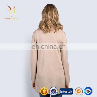 Womens Open Front Plain Knit Long Pattern Cardigan With Pockets photo-2