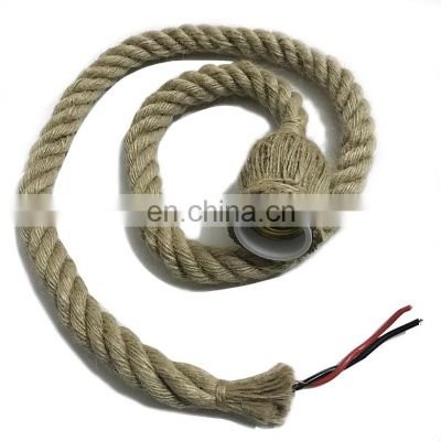 Fabric Braid Cable Natural decorative hemp rope pendant Pendant Light Lamp