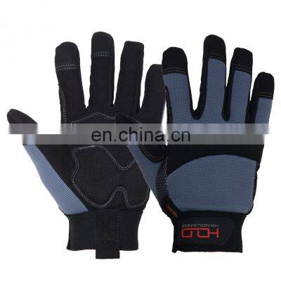 HDD In Stock men Grey construction synthetic leather auto mechanic touch screen work gloves