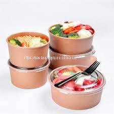 Logo printing kraft paper bowl company the best paper food salad containers disposable food container for restaurant chains