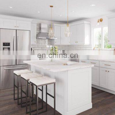 2021 American Classic Design Custom Solid Wood White Shaker Style Modular Kitchen Cabinets